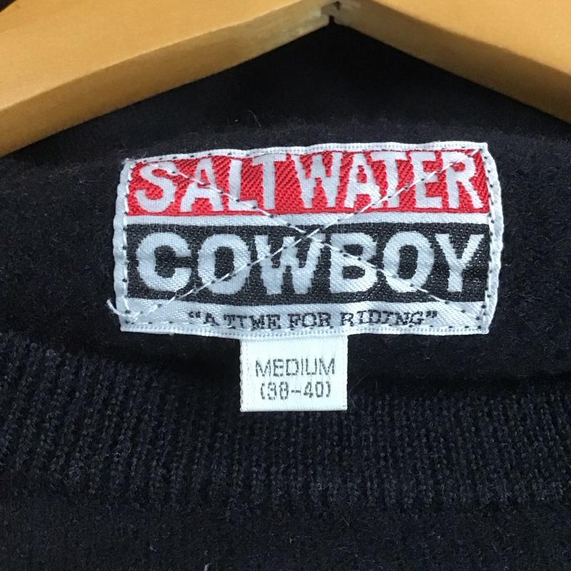 ソルトウォーターカウボーイ SALTWATER COWBOY ニット、セーター 長袖 長袖ニットカットソー クルーネック セーター M ロゴ、文字 黒 / ブラック /  メンズ USED 古着 中古 10145644