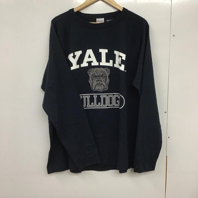 チャンピオン Champion カットソー 長袖 c5-q401 YALEUNIVERSITY 長袖カットソー クルーネック XL プリント 紺 / ネイビー /  メンズ USED 古着 中古 10132713