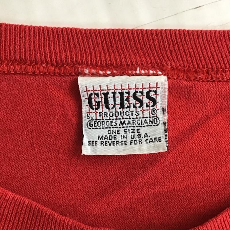 ゲス Guess Tシャツ 半袖 クルーネック ロゴ、文字 赤 / レッド /  メンズ USED 古着 中古 10116518