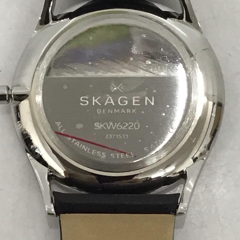 スカーゲン SKAGEN 腕時計 アナログ（クォーツ式） SKW6220 レザーベルト 箱有 ロゴ、文字 黒 / ブラック /  メンズ USED 古着 中古 10134350