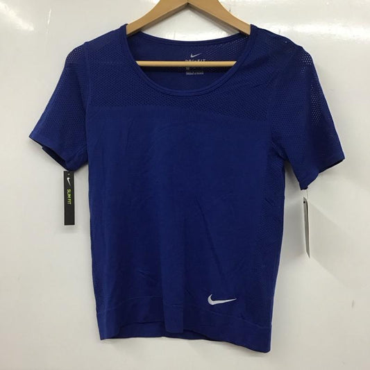 ナイキ NIKE Tシャツ 半袖 AT0579-438 DRI-FIT メッシュ タグ付き S ワンポイント 青 / ブルー /  レディース USED 古着 中古 10135607