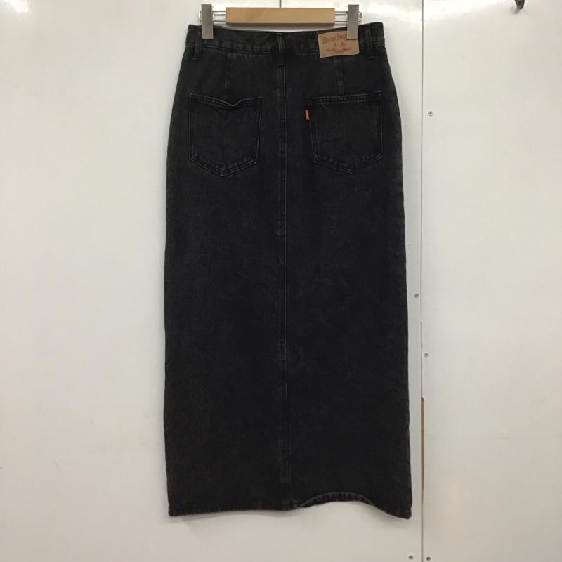 ディスコート Discoat スカート ロングスカート デニムスカート タイトスカート センタータック L 無地 黒 / ブラック /  レディース USED 古着 中古 10142459