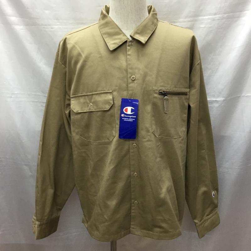 チャンピオン Champion シャツ、ブラウス 長袖 C8-S405 タグ付き XL ワンポイント ベージュ / ベージュ /  メンズ USED 古着 中古 10114795