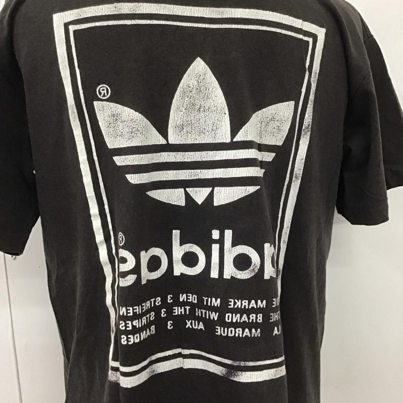 アディダス adidas Tシャツ 半袖 半袖カットソー プリントTシャツ クルーネックカットソー 古着 ヴィンテージ 80s 万国タグ L プリント 黒 / ブラック /  メンズ USED 古着 中古 10107007