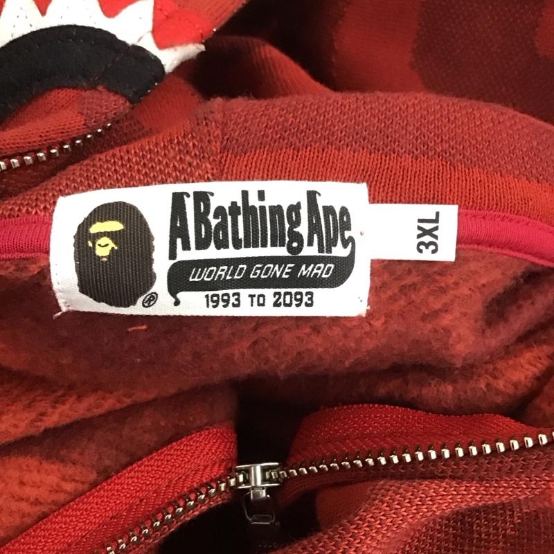 アベイシングエイプ A BATHING APE パーカー 長袖 ジップアップパーカー 長袖パーカー フード付きパーカー 総柄 赤 / レッド /  メンズ USED 古着 中古 10107434