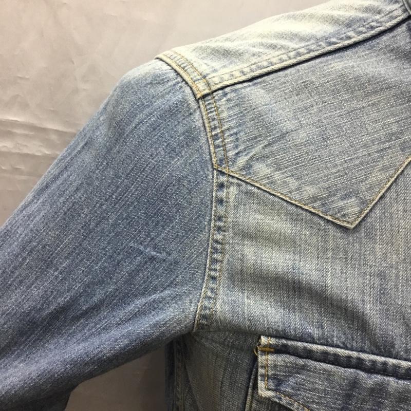 ヒステリックグラマー HYSTERIC GLAMOUR シャツ、ブラウス 長袖 長袖シャツ カラーシャツ ポケットシャツ デニムシャツ M ロゴ、文字 インディゴ / インディゴ /  メンズ USED 古着 中古 10112323