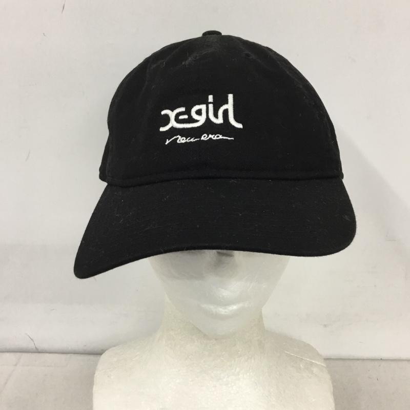 エックスガール X-girl 帽子 キャップ NEW ERA コットン ミルズロゴ 9THIRTY コラボレーション ロゴ、文字 黒 / ブラック /  レディース USED 古着 中古 10128825
