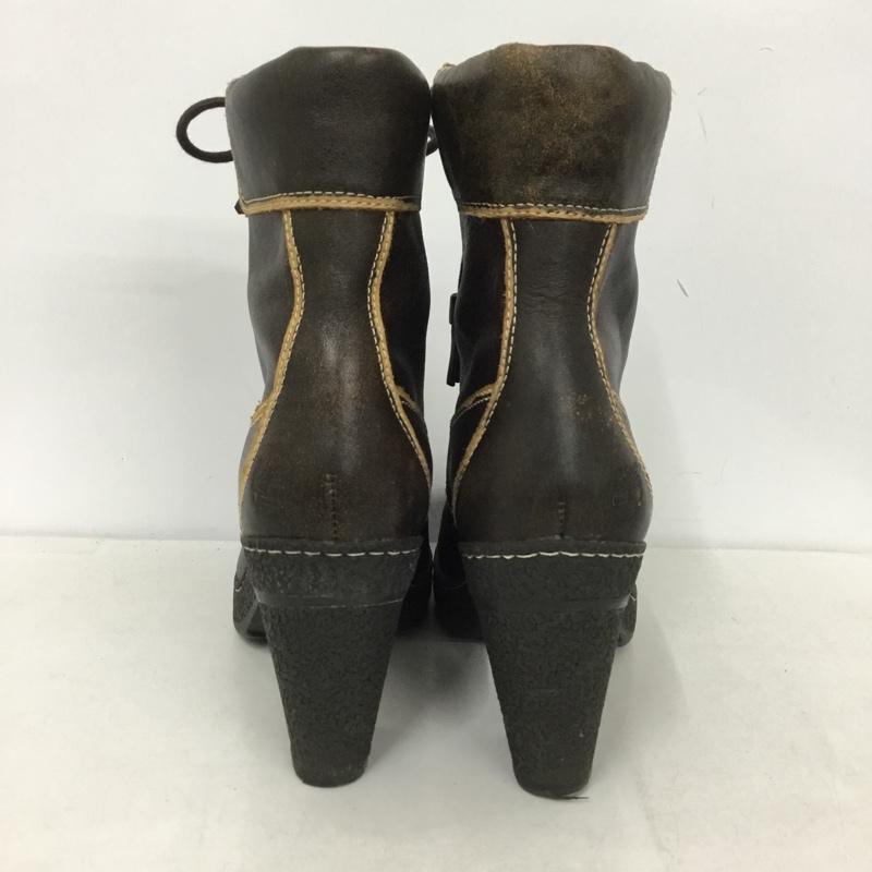 ティンバーランド Timberland ブーツ ショートブーツ 63644 レースアップ ヒール レザー 5.5M ワンポイント ダークブラウン / ダークブラウン /  レディース USED 古着 中古 10145619