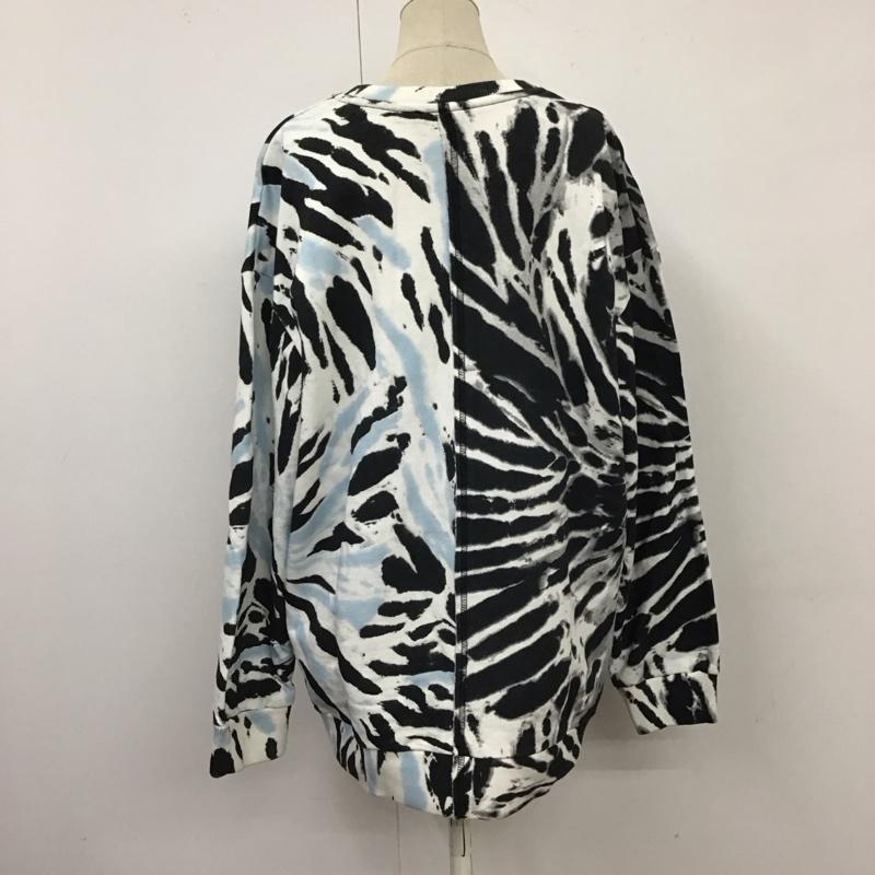 ザラ ZARA トレーナー 長袖 スウェット クルーネック M 総柄 白 / ホワイト / X 黒 / ブラック / X 水色 / ライトブルー /  レディース USED 古着 中古 10119604