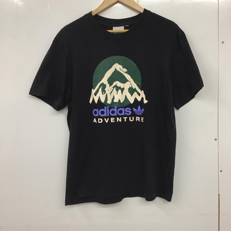 アディダス adidas Tシャツ 半袖 半袖カットソー プリントTシャツ クルーネックカットソー プリント 黒 / ブラック /  メンズ USED 古着 中古 10133706