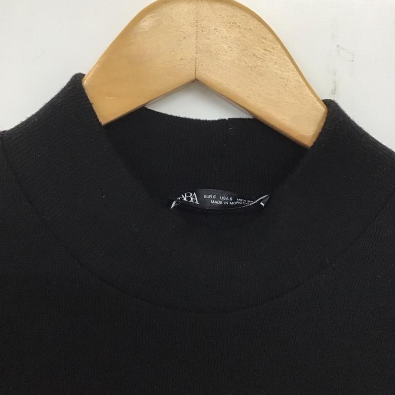 ザラ ZARA ワンピース ロングスカート ロングワンピース 半袖ニットワンピース フレアスカート S 無地 黒 / ブラック /  レディース USED 古着 中古 10141425