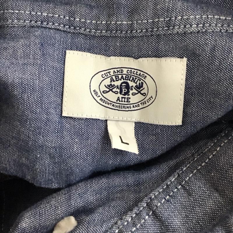 アベイシングエイプ A BATHING APE Tシャツ 半袖 半袖シャツ カラーシャツ 半袖カットソー デニムシャツ L ロゴ、文字 インディゴ / インディゴ /  メンズ USED 古着 中古 10117278