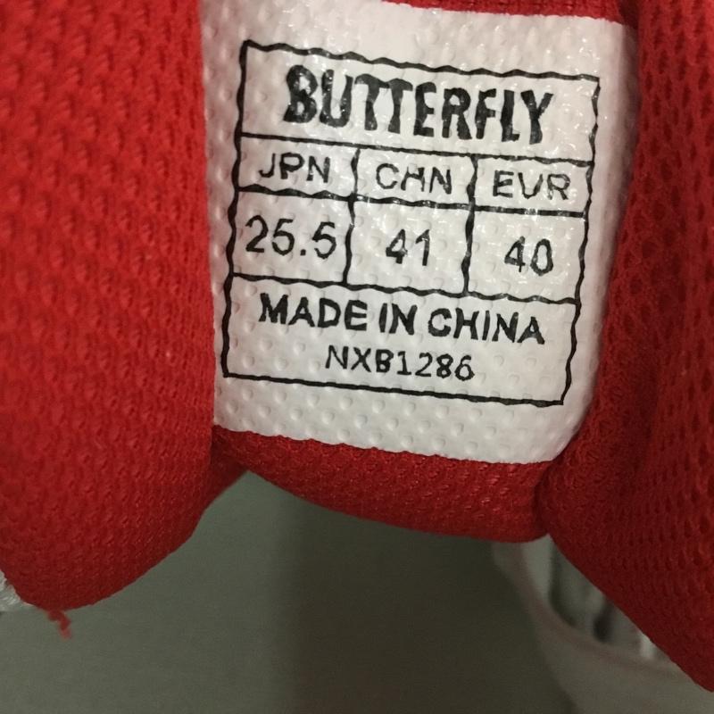 バタフライ BUTTERFLY スニーカー スニーカー 93600 レゾライン トライネックス 卓球シューズ 25.5cm 25.5cm ロゴ、文字 赤 / レッド / X 白 / ホワイト / X 黒 / ブラック /  メンズ USED 古着 中古 10142513