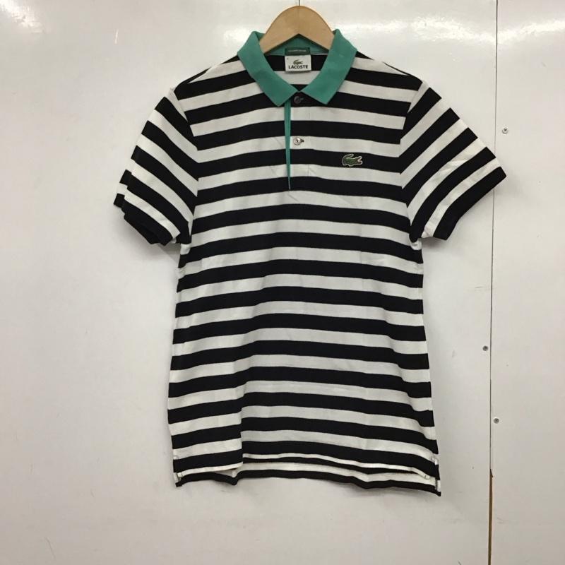 ラコステ LACOSTE ポロシャツ 半袖 半袖ポロシャツ カラーシャツ 半袖カットソー 4 ロゴ、文字 白 / ホワイト / X 黒 / ブラック /  メンズ USED 古着 中古 10150622