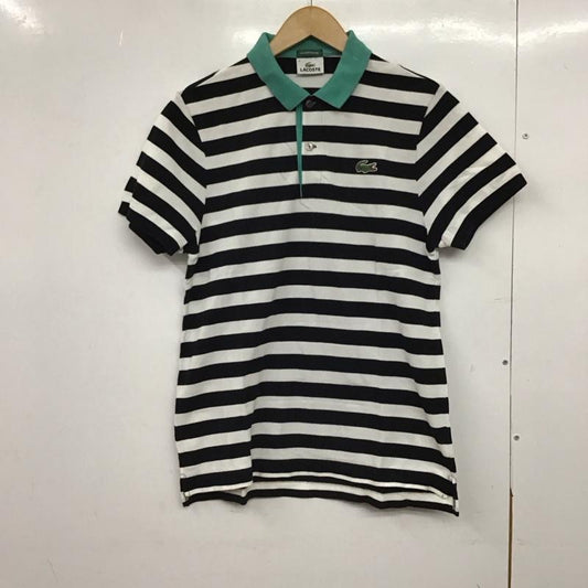 ラコステ LACOSTE ポロシャツ 半袖 半袖ポロシャツ カラーシャツ 半袖カットソー 4 ロゴ、文字 白 / ホワイト / X 黒 / ブラック /  メンズ USED 古着 中古 10150622