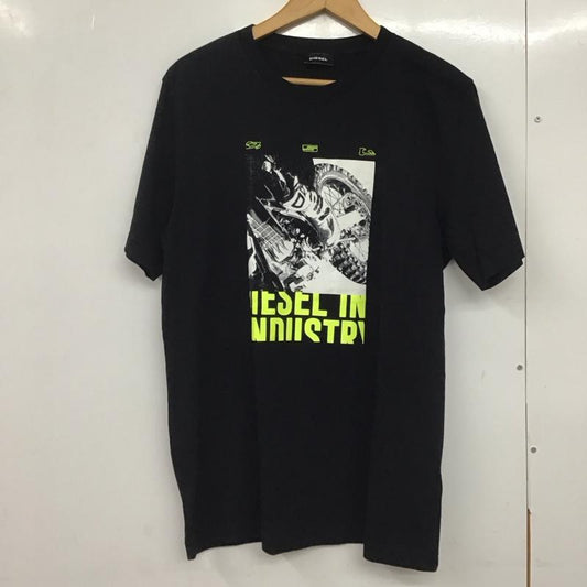 ディーゼル DIESEL Tシャツ 半袖 半袖カットソー プリントTシャツ クルーネックカットソー S プリント 黒 / ブラック /  メンズ USED 古着 中古 10140711