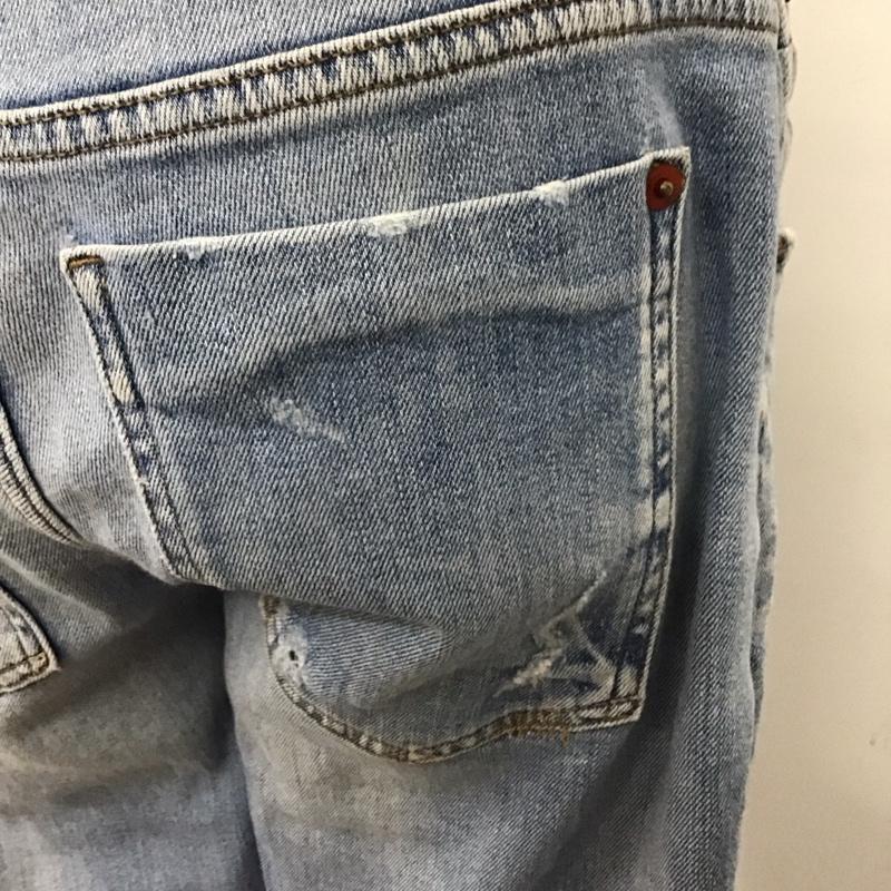ザラ ZARA パンツ デニム、ジーンズ デニムパンツ スリムパンツ ストレッチパンツ ジーンズ ダメージ加工 34 無地 インディゴ / インディゴ /  レディース USED 古着 中古 10115192