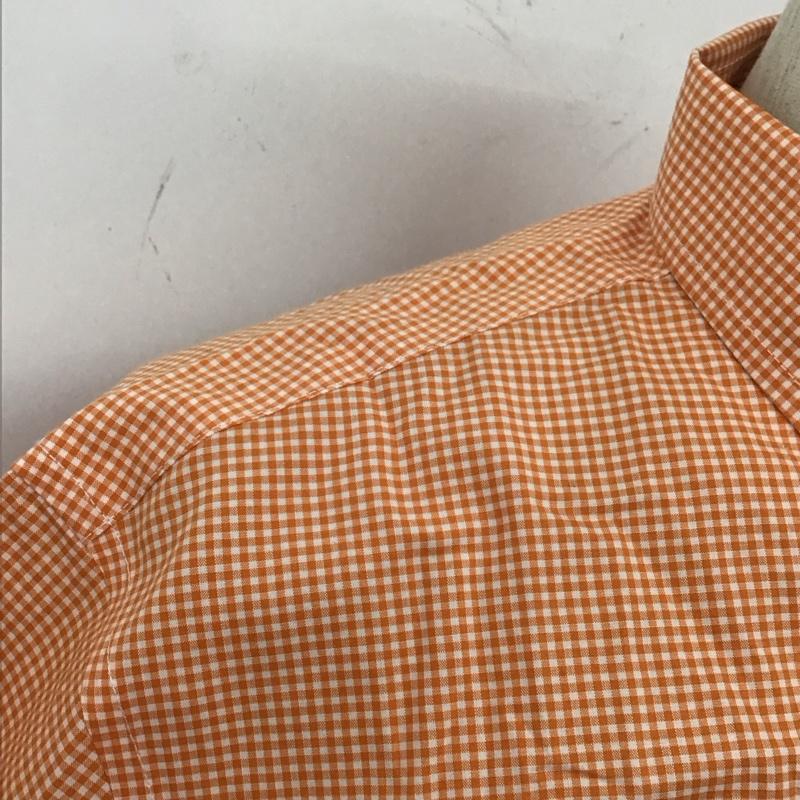 エルエルビーン L.L.Bean シャツ、ブラウス 半袖 ボタンダウン 胸ポケット S チェック 白 / ホワイト / X 橙 / オレンジ /  メンズ USED 古着 中古 10111864