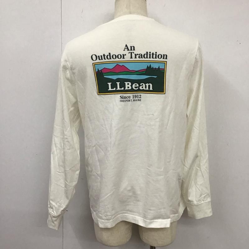 エルエルビーン L.L.Bean カットソー 長袖 長袖カットソー プリントカットソー クルーネック L ロゴ、文字 白 / ホワイト /  メンズ USED 古着 中古 10125785