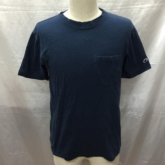 チャンピオン Champion Tシャツ 半袖 C3-M349 クルーネック 胸ポケット S ワンポイント 紺 / ネイビー /  メンズ USED 古着 中古 10115524