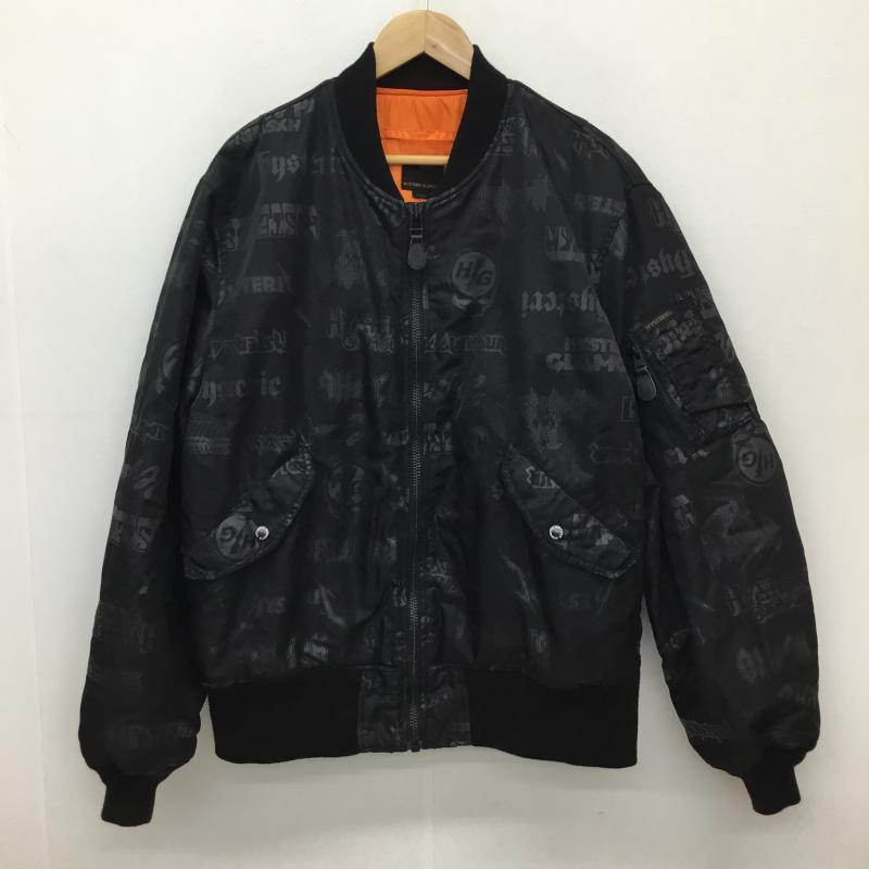 ヒステリックグラマー HYSTERIC GLAMOUR ジャケット、上着 ジャンパー、ブルゾン MA-1 プリマロフト　フライトジャケット L 総柄 黒 / ブラック /  メンズ USED 古着 中古 10135124
