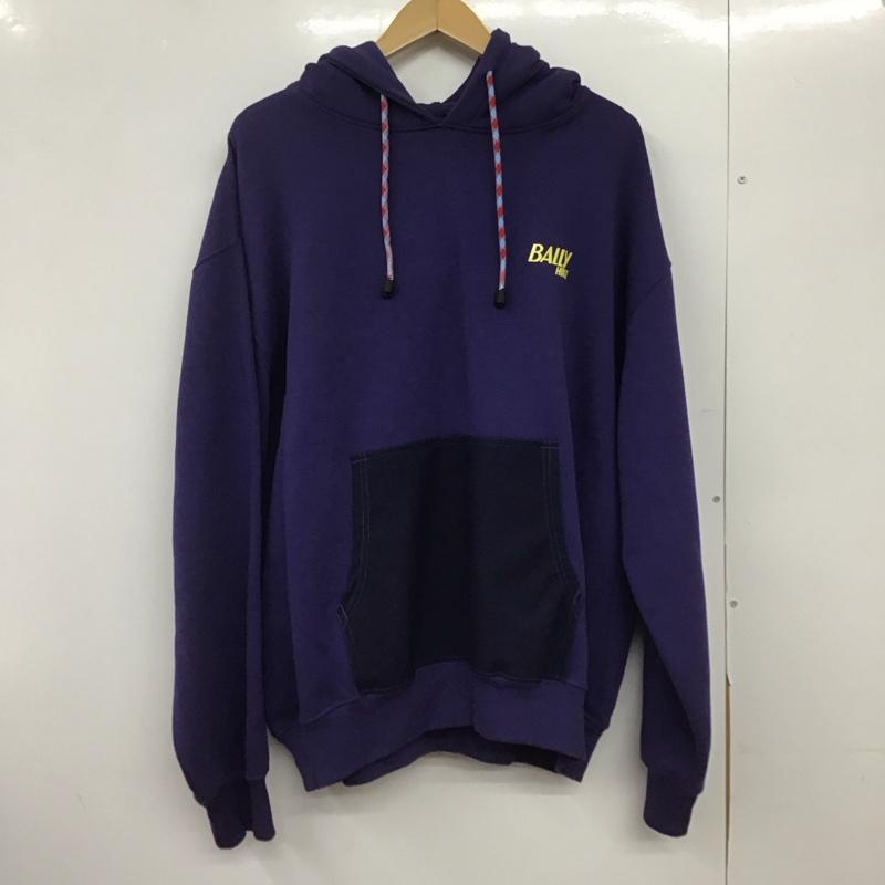 バリー BALLY パーカー 長袖 長袖パーカー プルオーバーパーカー スウェット 42 ロゴ、文字 紫 / パープル /  メンズ USED 古着 中古 10146544