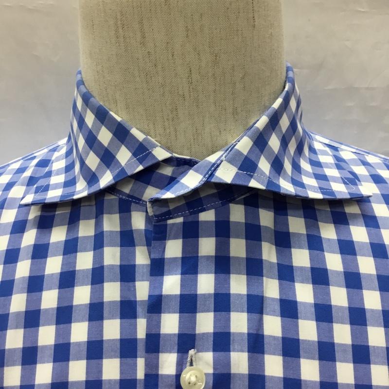 バーニーズ ニューヨーク BARNEYS NEWYORK シャツ、ブラウス 長袖 長袖シャツ カラーシャツ 長袖カットソー チェックシャツ M チェック 白 / ホワイト / X 青 / ブルー /  メンズ USED 古着 中古 10119401