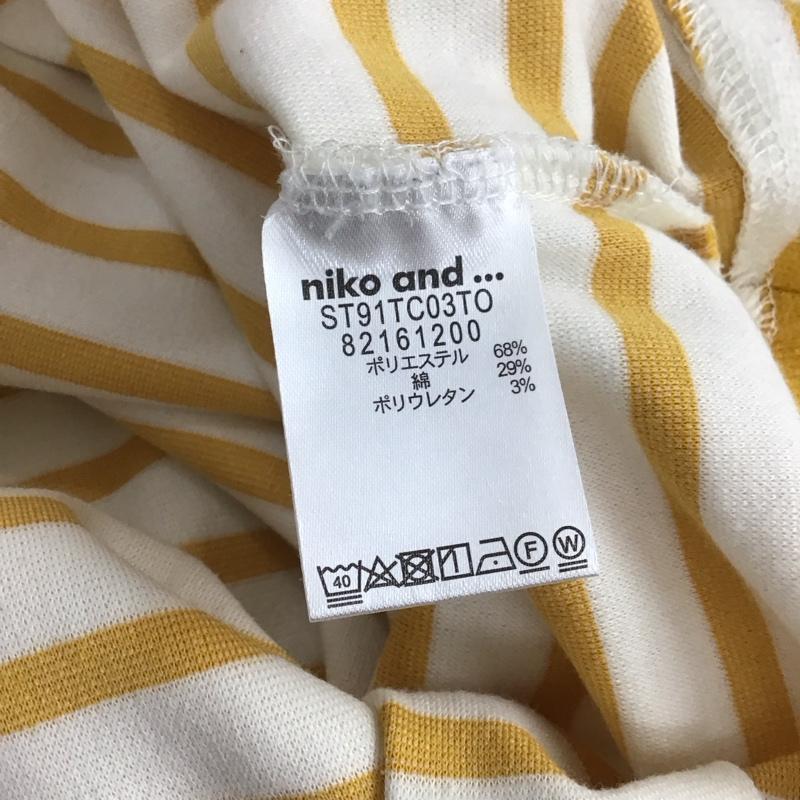 ニコアンド niko and... Tシャツ 七分袖 L ボーダー柄 白 / ホワイト / X 黄 / イエロー /  レディース USED 古着 中古 10141775