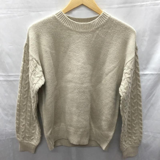 アズールバイマウジー AZUL BY MOUSSY ニット、セーター 長袖 250DSA70-190B ARM CABLE KNIT TOPS M 無地 ベージュ / ベージュ /  レディース USED 古着 中古 10110753