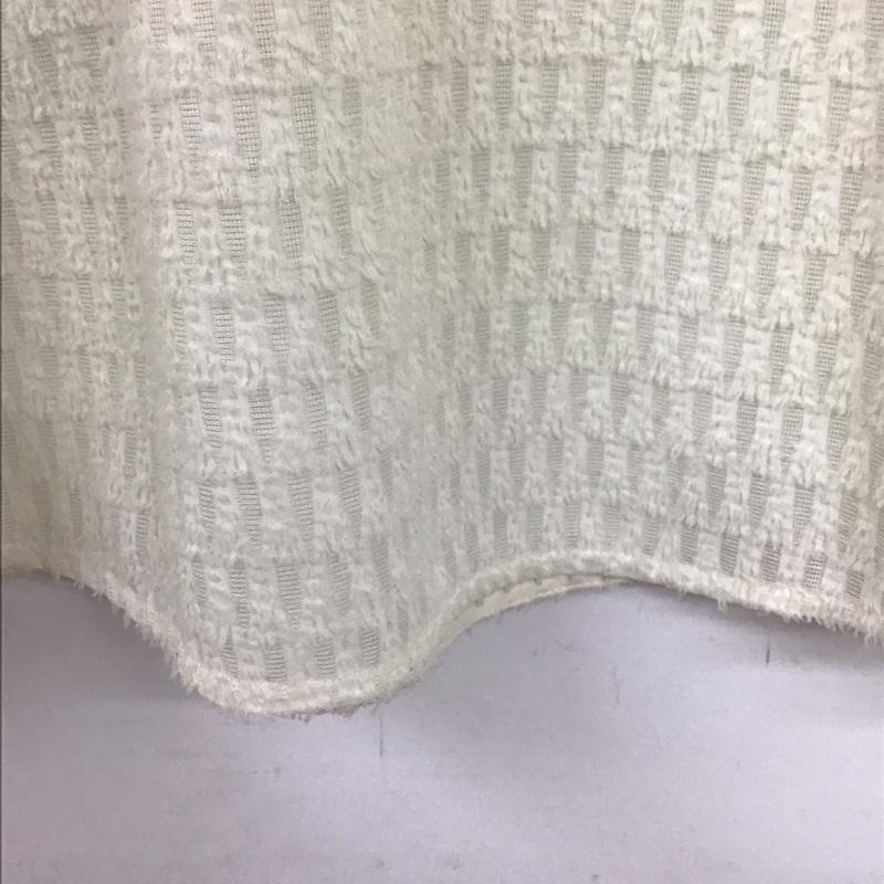 グリーンレーベルリラクシング green label relaxing シャツ、ブラウス 長袖 3511-162-1410 フリンジ ジャカード フレア ブラウス 無地 白 / ホワイト /  レディース USED 古着 中古 10136477