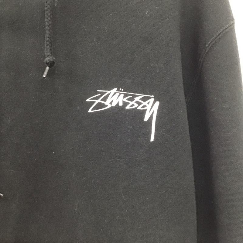 ステューシー STUSSY パーカー 長袖 長袖パーカー プルオーバーパーカー スウェット L ロゴ、文字 黒 / ブラック /  メンズ USED 古着 中古 10142614