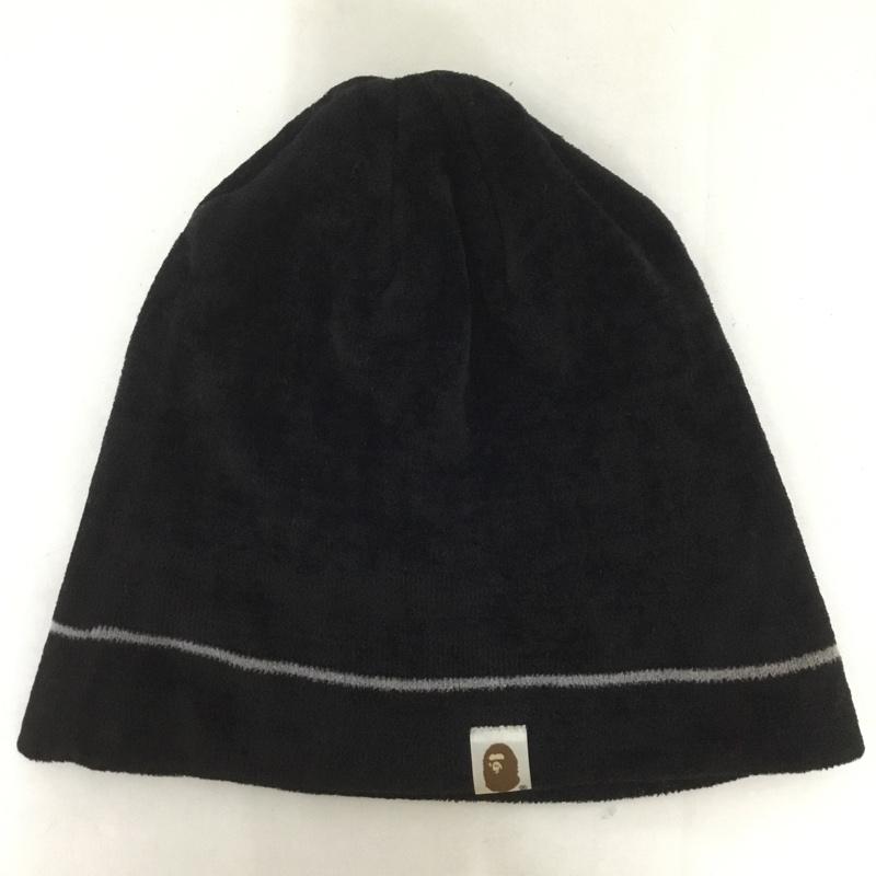 アベイシングエイプ A BATHING APE 帽子 ニット帽 ビーニー ワンポイント 黒 / ブラック /  メンズ USED 古着 中古 10124407