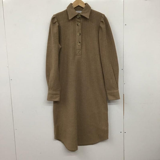 オスカー OSKER ワンピース ロングスカート 長袖ロングワンピース フレアスカート カラーシャツワンピース S 無地 茶 / ブラウン /  レディース USED 古着 中古 10138347
