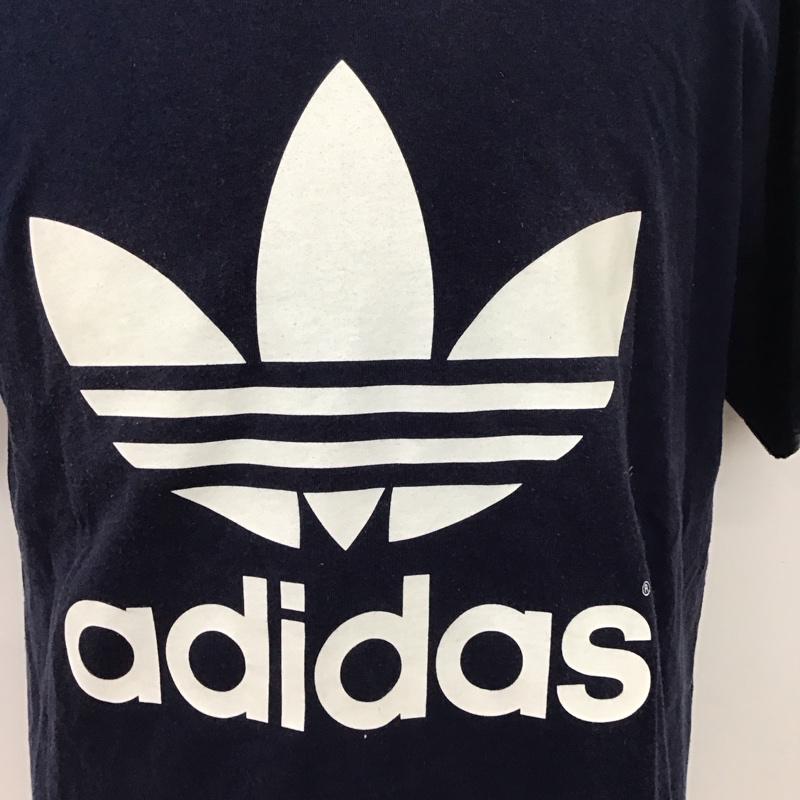アディダス adidas Tシャツ 半袖 80年代 万国旗タグ USA製 ロゴ、文字 紺 / ネイビー /  メンズ USED 古着 中古 10118125