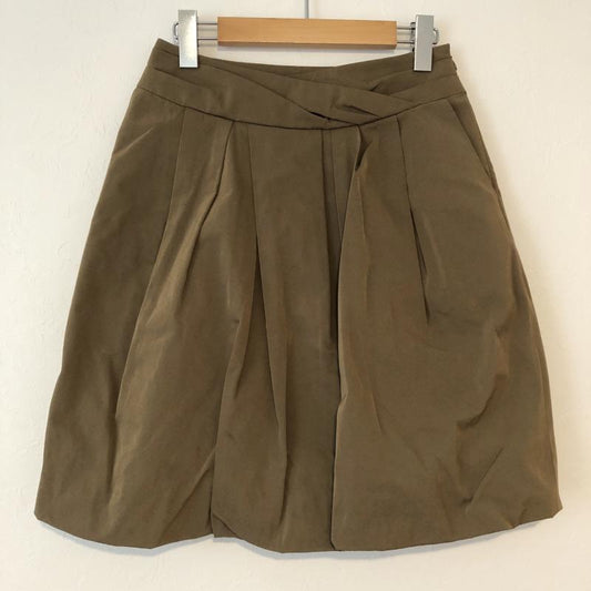 ランバン コレクション LANVIN collection スカート ひざ丈スカート タフタスカート 40 無地 X  茶 / ブラウン / X カーキ / カーキ /  レディース USED 古着 中古 10031204