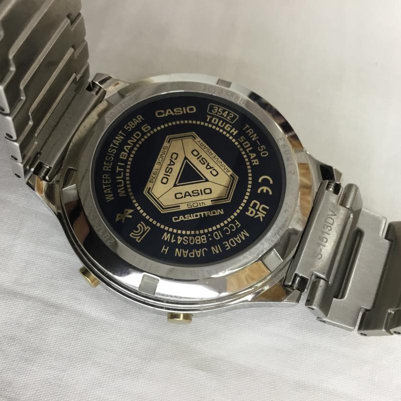カシオ CASIO 腕時計 デジタル カシオ50周年記念CASIOTRON TRN-50 ロゴ、文字 銀 / シルバー /  メンズ USED 古着 中古 10150357