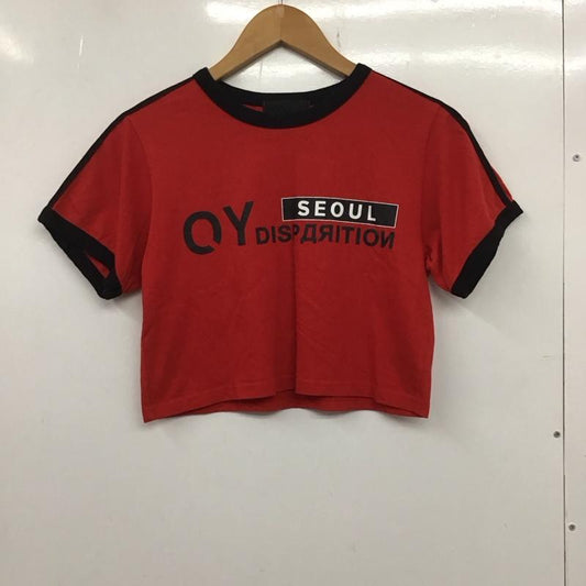 オーワイ OY Tシャツ 半袖 ショート丈 クロップド丈 ロゴ、文字 赤 / レッド /  レディース USED 古着 中古 10133711