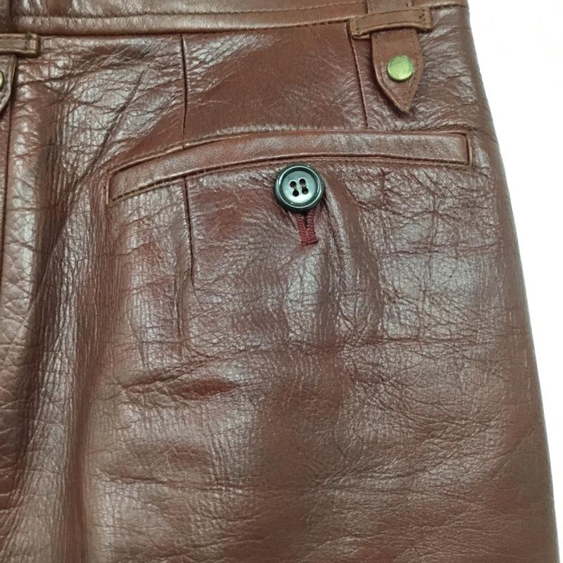 古着 USED パンツ デニム、ジーンズ duetrio 古着 レザーパンツ ワイドパンツ S 無地 茶 / ブラウン /  メンズ USED 古着 中古 10120671