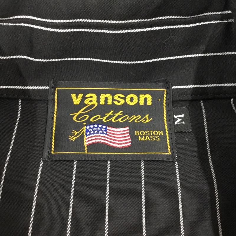 ヴァンソン VANSON シャツ、ブラウス 半袖 M ストライプ 黒 / ブラック /  メンズ USED 古着 中古 10108955