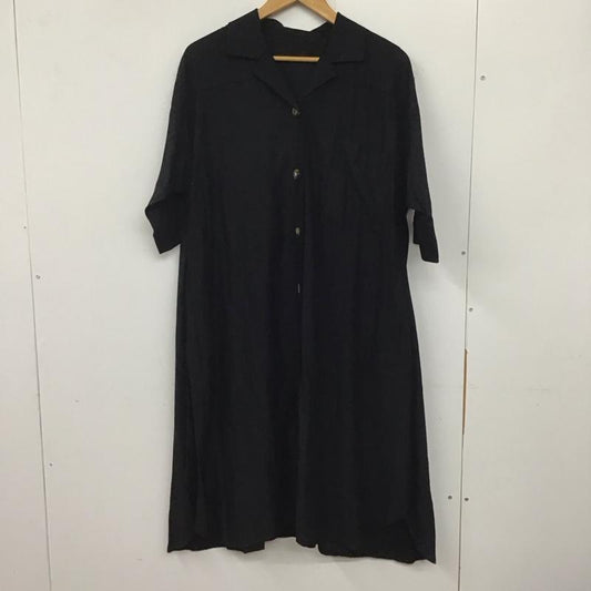 アズールバイマウジー AZUL BY MOUSSY ワンピース ロングスカート 250cam30-368g オープンカラーシャツガウン 半袖ロングワンピース 半袖シャツワンピース S 無地 黒 / ブラック /  レディース USED 古着 中古 10137548