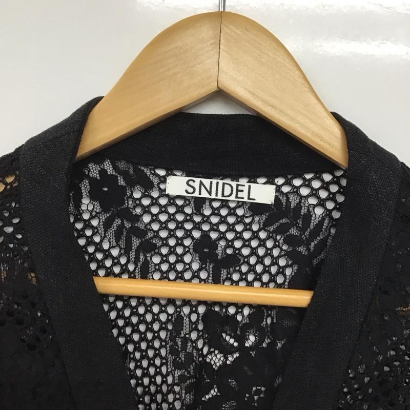 スナイデル SNIDEL カーディガン 半袖 SWFJ191015 レースガウン ロング丈 半袖 タグ付き FREE 花柄 黒 / ブラック /  レディース USED 古着 中古 10143111