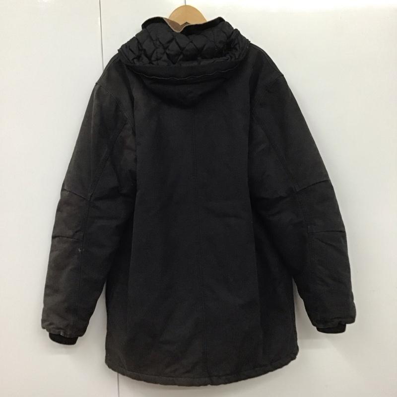 カーハート Carhartt ジャケット、上着 ジャンパー、ブルゾン ジップアップジャケット アウター 古着 フード付き XXL ロゴ、文字 黒 / ブラック /  メンズ USED 古着 中古 10130497