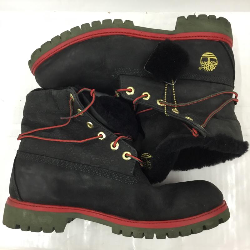 ティンバーランド Timberland ブーツ ショートブーツ 54065 DJ MURO 10W ワンポイント 黒 / ブラック / X 赤 / レッド /  メンズ USED 古着 中古 10105117