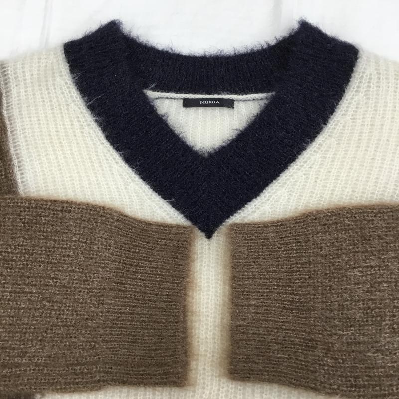 ムルーア MURUA ニット、セーター 長袖 FREE 無地 茶 / ブラウン / X 紺 / ネイビー / X ベージュ / ベージュ /  レディース USED 古着 中古 10138277