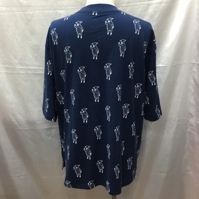 グラニフ graniph カットソー 半袖 ラムチョップ L 総柄 紺 / ネイビー /  メンズ USED 古着 中古 10115531