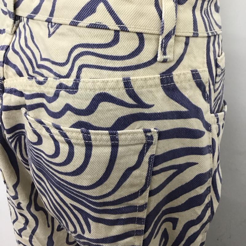 ザラ ZARA パンツ デニム、ジーンズ 6688 043 043 ハイライズ 36 総柄 アイボリー / アイボリー / X 紺 / ネイビー /  レディース USED 古着 中古 10115342