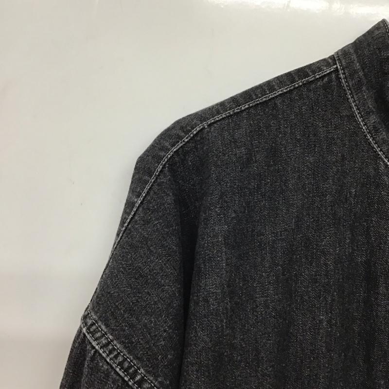 テンダーロイン TENDERLOIN シャツ、ブラウス 長袖 長袖シャツ デニムシャツ ノーカラーシャツ 5号 無地 黒 / ブラック /  メンズ USED 古着 中古 10139777