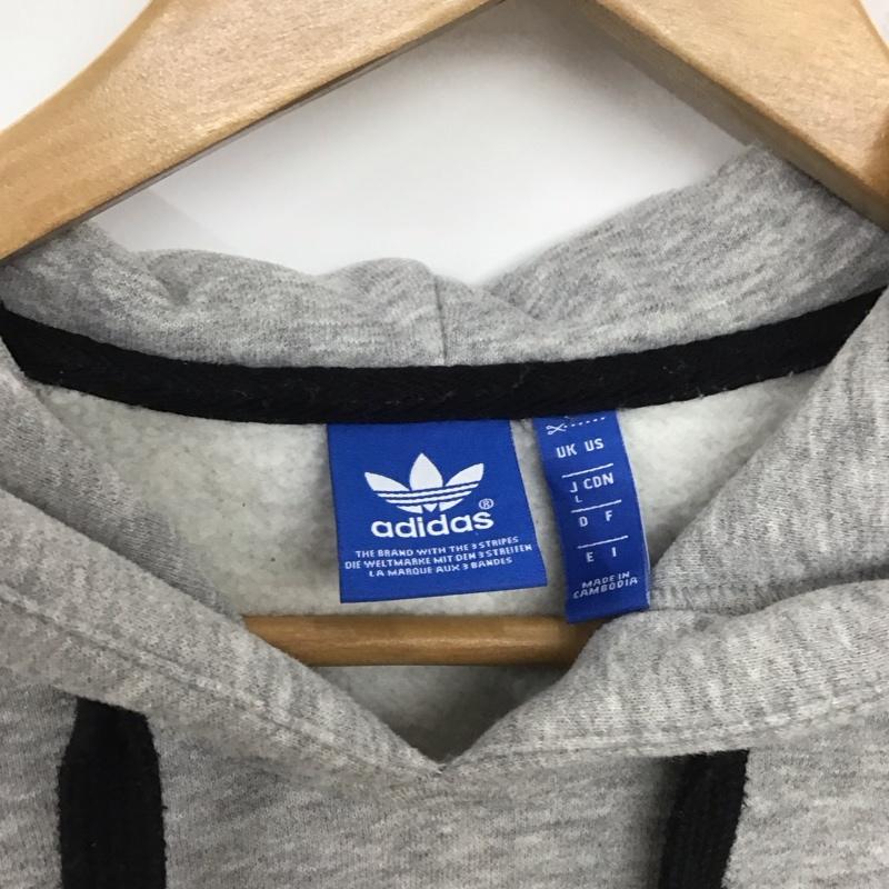 アディダス adidas パーカー 長袖 S19614 L プリント X ロゴ、文字 灰 / グレー /  レディース USED 古着 中古 10139536