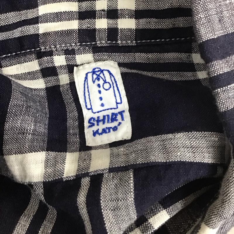 カトー KATO` シャツ、ブラウス 長袖 BS511614 141001 リネン S チェック 紺 / ネイビー / X 白 / ホワイト /  メンズ USED 古着 中古 10111828