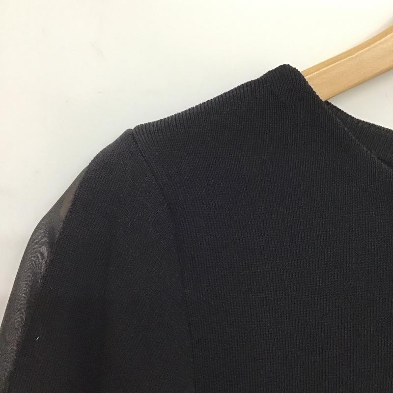 インデックス index カットソー 半袖 半袖ニットカットソー クルーネック セーター M 無地 黒 / ブラック /  レディース USED 古着 中古 10146668